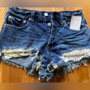 Free People Daisy Chain Lace denim shorts